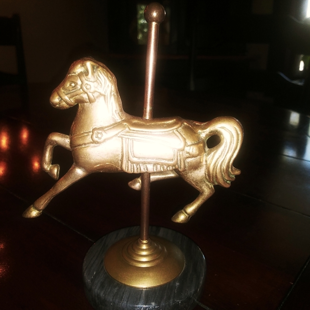 Brass and marble horse